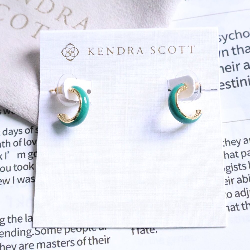 Kendra Scott Ainsley Gold Green Enamel Earrings